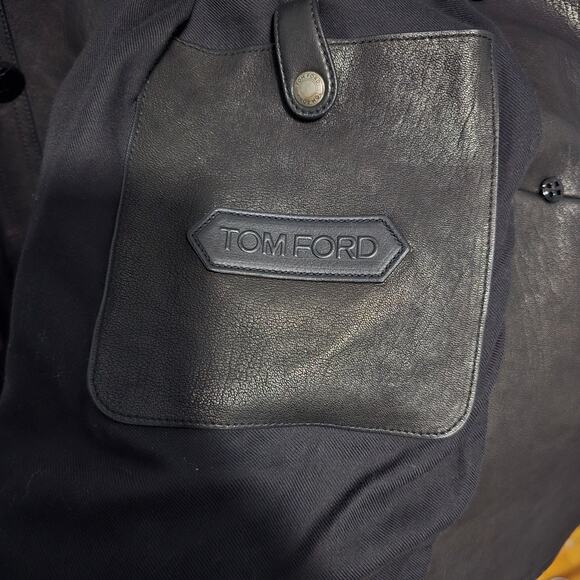 Tom Ford Lambskin Double Breasted Leather Peacoat Jacket Black Italian 48 - Picture 6 of 13